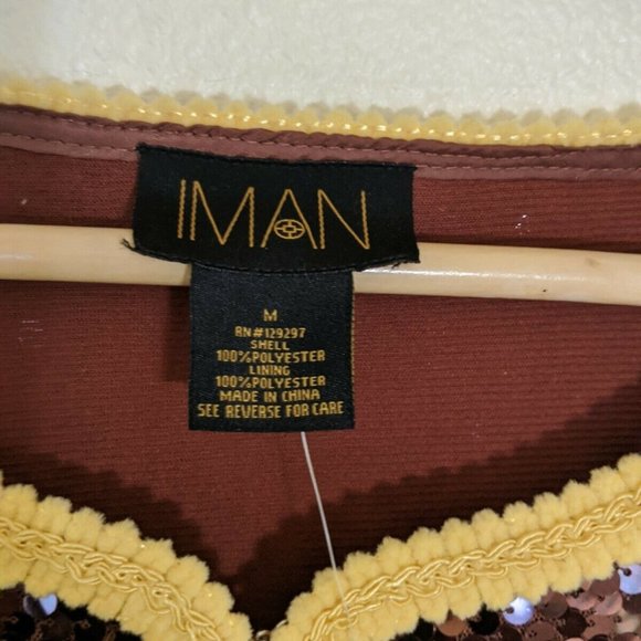 Iman Global Chic Brown Yellow Sequined Medium - Picture 5 of 9